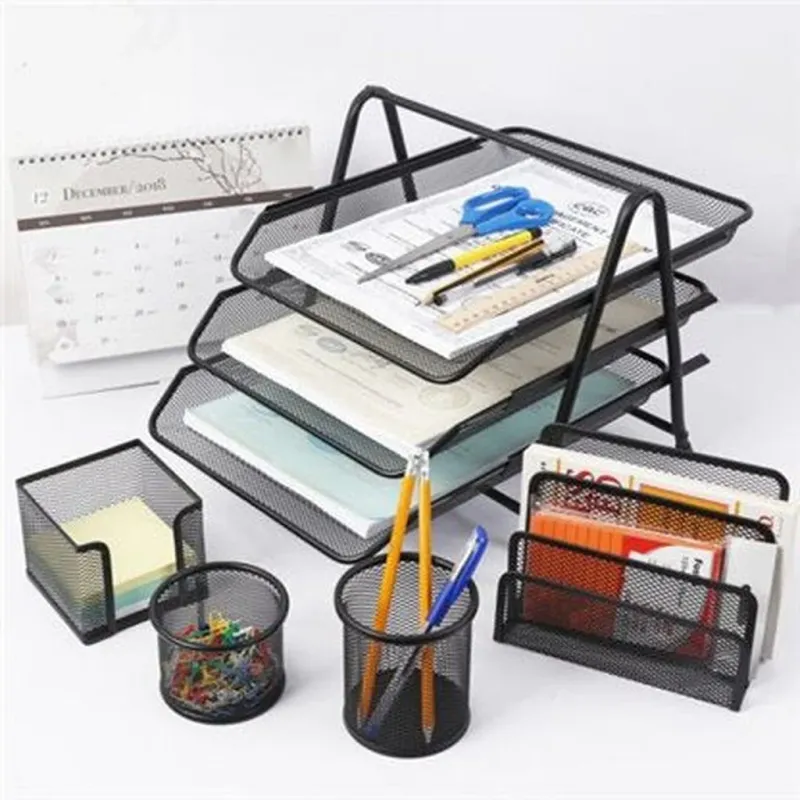Mesh Stationery 5-Piece Set - 3-Tier Document Tray (MSL-9605)