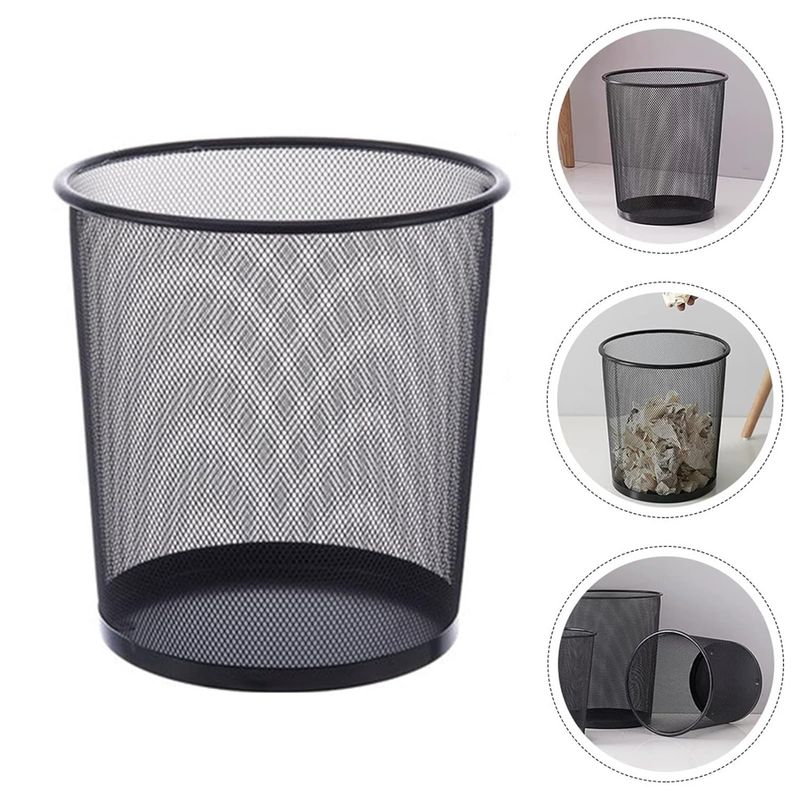 Mesh Stationery-Large Trash Can, round 295*240*348MM BLACK #5003