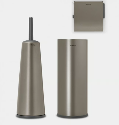 Brabantia ReNew Toilet Set (3-Piece) - Platinum: Brush, Holder, Dispenser &amp; Roll Holder