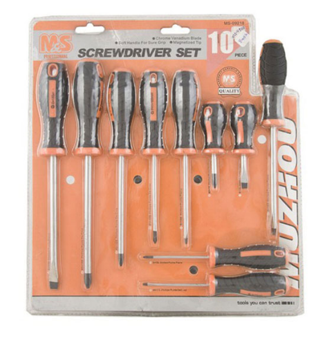 M&amp;S MS-09218 10-Piece Magnetized Screwdriver Set - Multi-Tip for Home Improvement