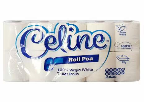 Celine Roll Poa Virgin White Toilet Tissue Roll 10 Pack