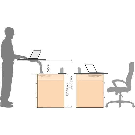EBCO TL-300 Table Lift 300 - Anthracite Standing Desk