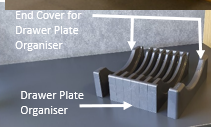 EBCO DPO1-EC Drawer Plate Organizer End Covers (Grey/White, Set of 2)
