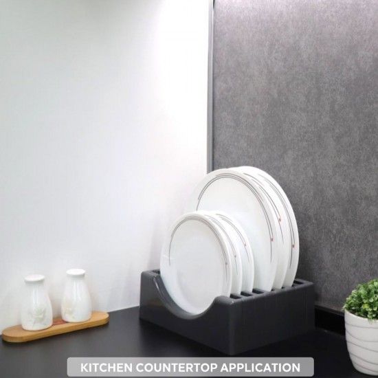 EBCO DP01-610 Drawer Plate Organizer - Keep Plates Organized &amp; Protected (Grey/White)
