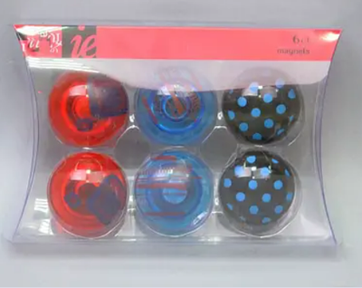 6-Pack Clear Round Magnets with Fun Designs (Model 202-789)