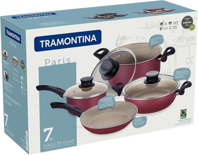 Tramontina Paris Red 7-Piece Cookware Set - Non-Stick Pots and Pans 20599/785