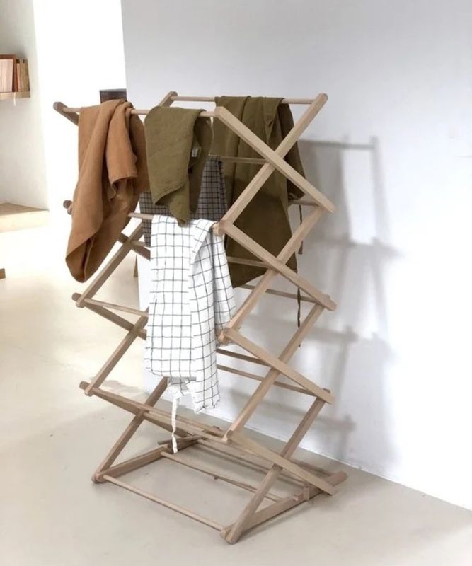 Sarkar Foldable Traditional BeachWood Clothes Drying Rack Size H-5FT, W-4FT 10 Pipes Portable &amp; collapsible CDS-BIG