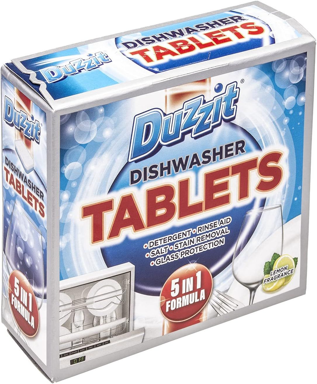Duzzit 12 Dishwasher Tablets 5 In 1 Action Lemon Fresh Removes Stains And Grease