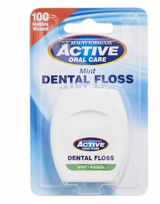 Beauty Formulas Active Oral Care Mint Waxed Fluoride Dental Floss 100m