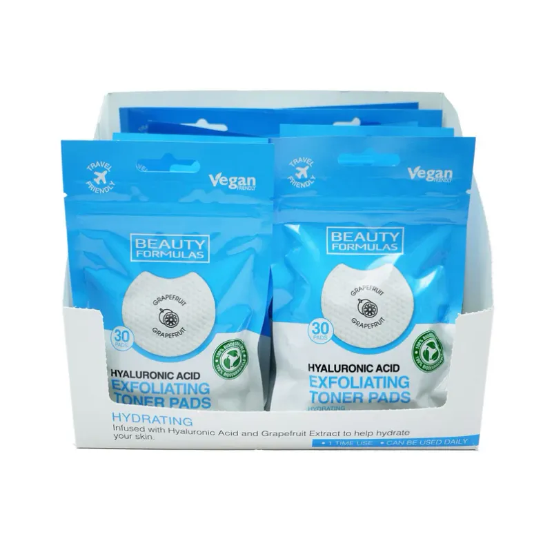 Beauty Formulas Toner Pads Hyaluronic Acid exfoliate 30 Wipes
