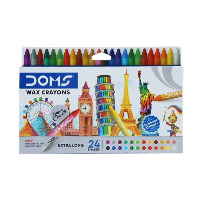 DOMS Extra Long Wax Crayons (24+1 Shades) - 3450