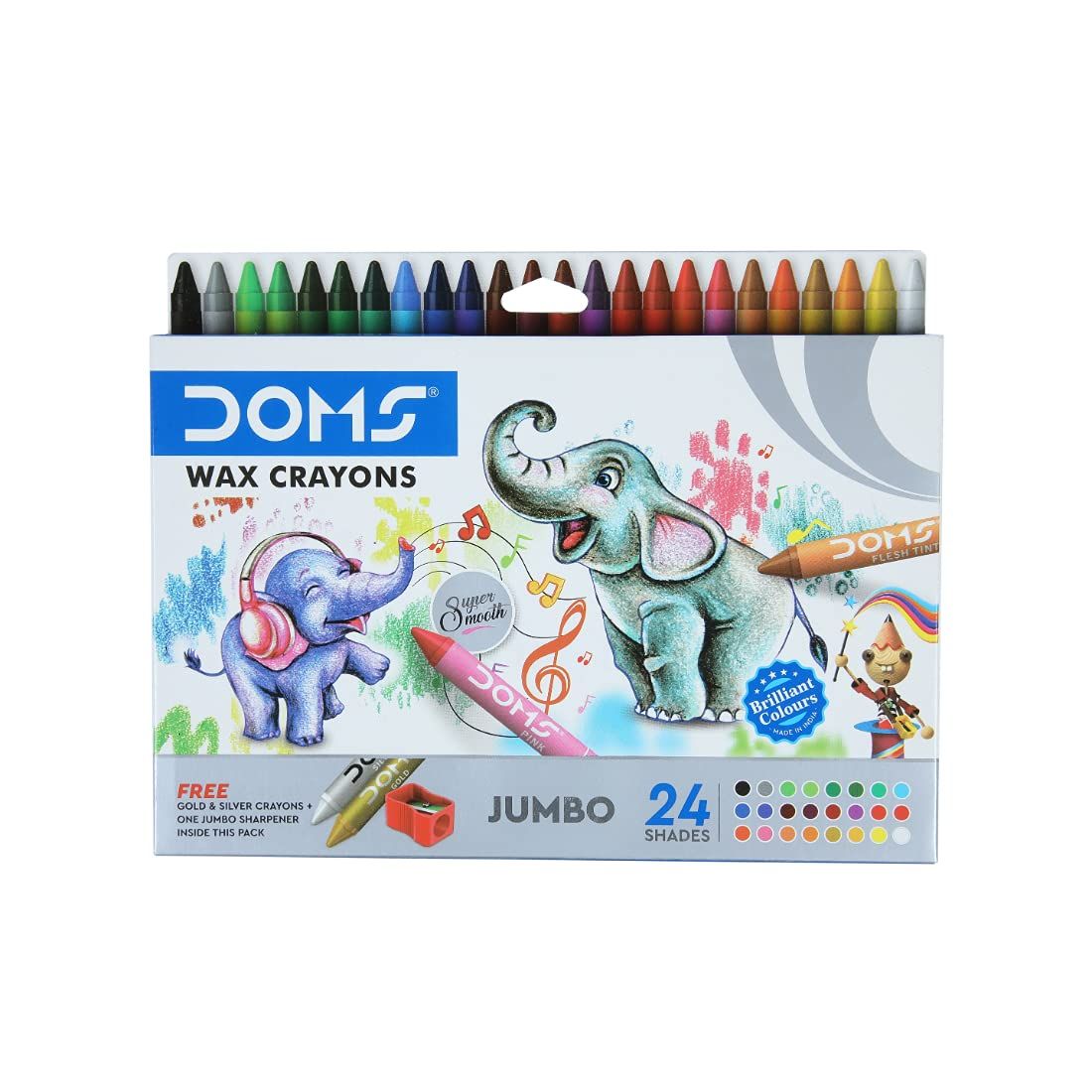 DOMS Jumbo Wax Crayons (24+2 Shades) - 3469