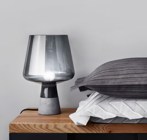 Illumat Leimu Table Lamp - Smokey Grey Glass and Cement