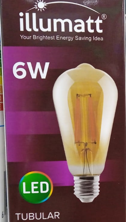 ILLUMAT 6W LED TUBULAR FILAMENT LAMP  WW E27