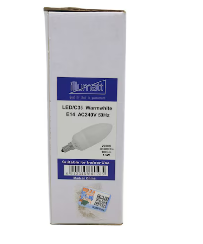 illumatt AC240V E14 Led Candle bulb White/Silver 1.5W