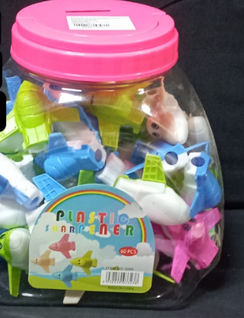 Pencil Sharpeners in Jar 60pcs Airplane (230728)