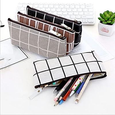 PARIS Zipper Pencil Case Striped Grid Solid Color Pencil Pouch  355791