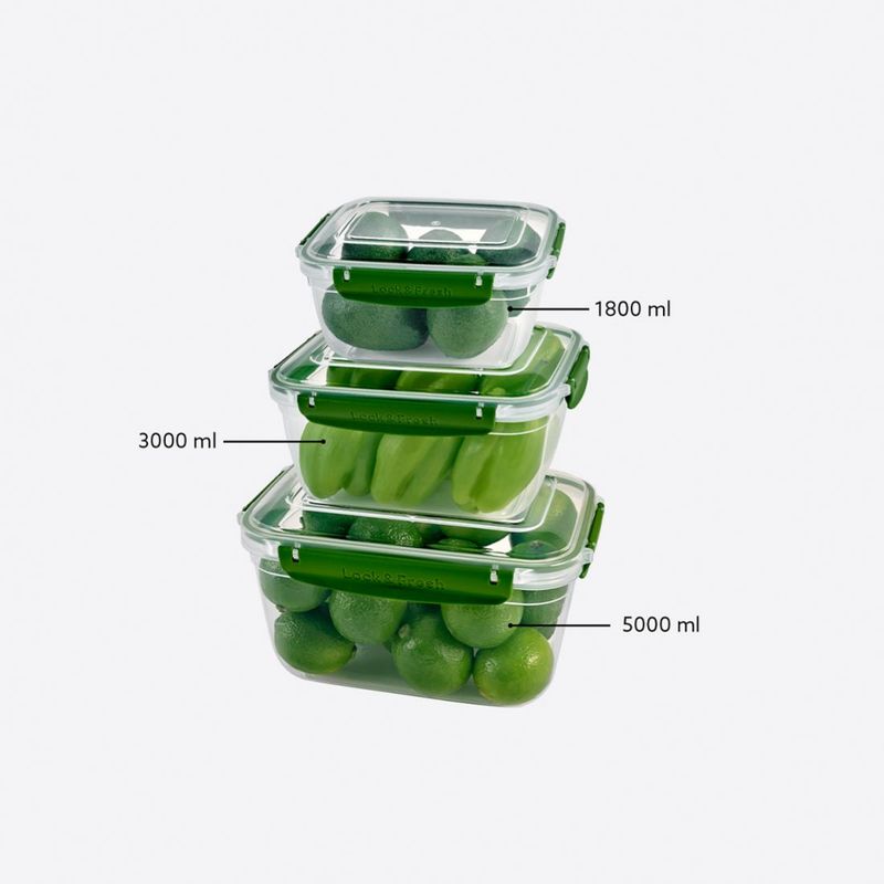 Dunya 3 Pcs Master Rectangular Set (1000-1800-3000 ml) #30885