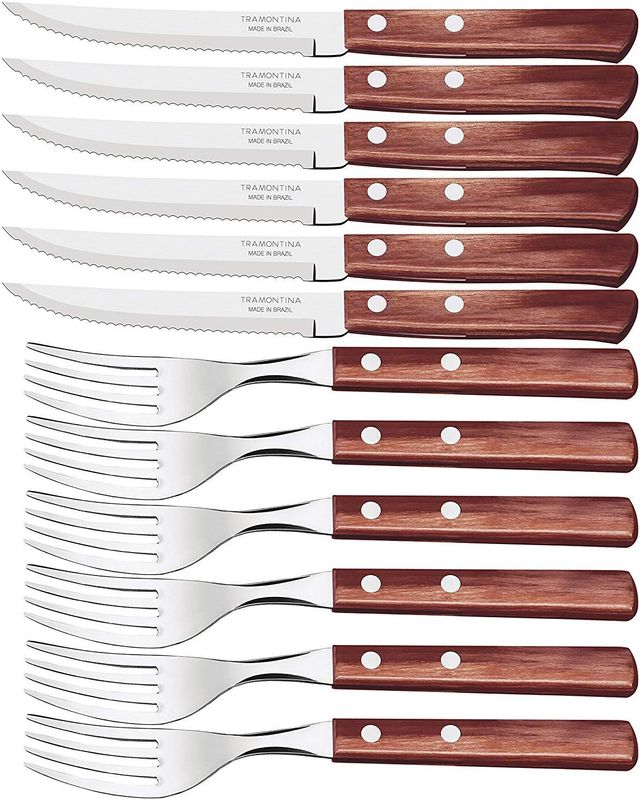Tramontina 12-Pieces Barbecue Set 6 Knives 6 Forks
