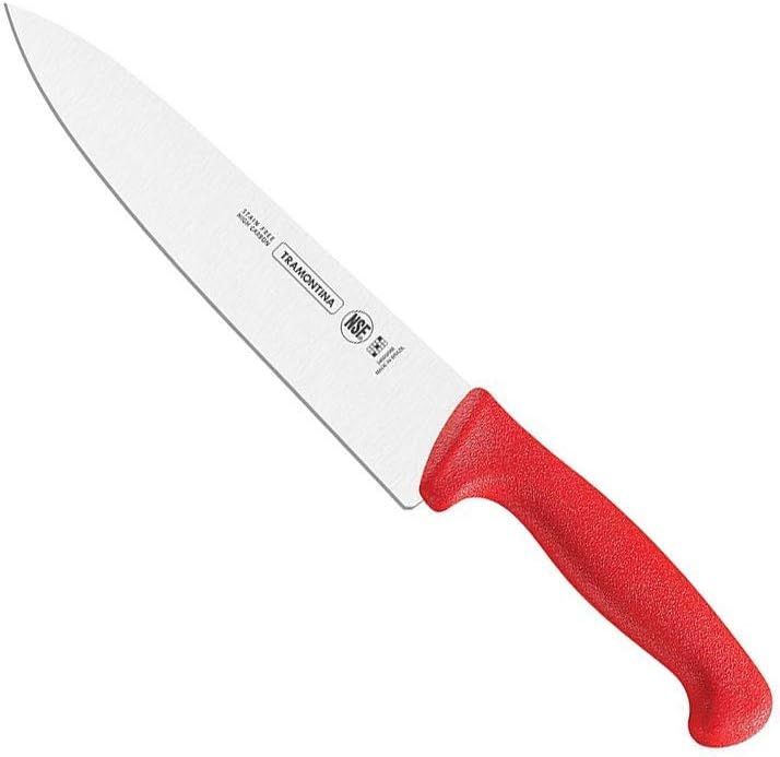 Tramontina 24609/070 Professional Master Chef&#39;s Knife, 10 Inch, Red, Antibacterial, Color Handle, NSF Certified, Dishwasher Safe, Made in Brazil