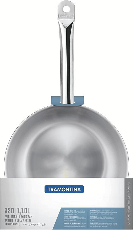 Tramontina 62635260 Professional Stainless Steel 26 cm Frying Pan, 2 Litre Capacity