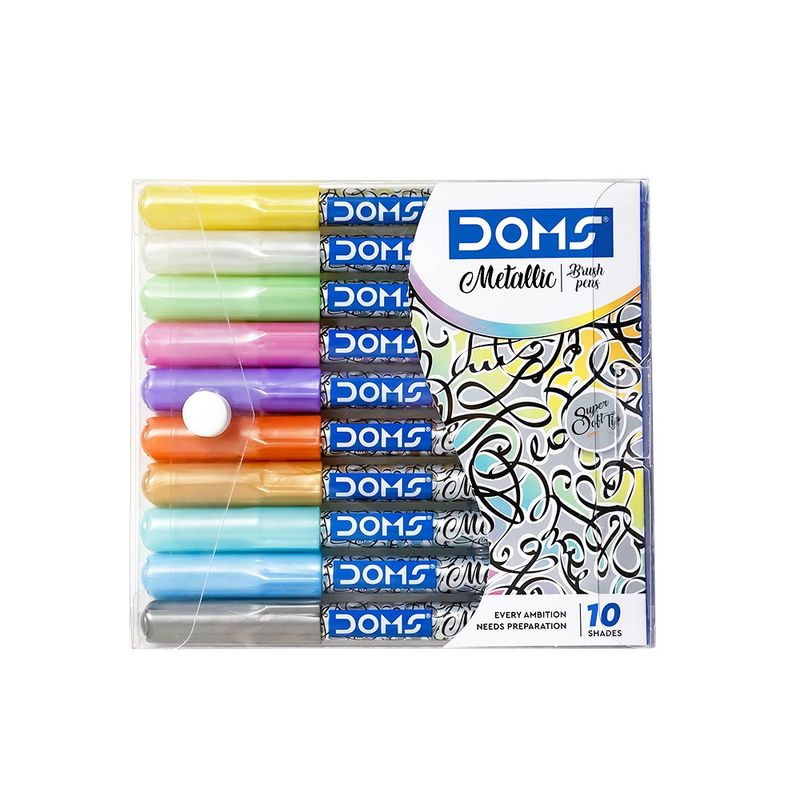 DOMS 8389 Metallic Brush Pens - 10 Shades