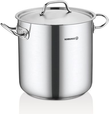 Korkmaz Stainless steel Proline Extra Deep Stock Pot 16x14cm 2.7 Ltr 18/10 With Lid and Handles Silver A1164