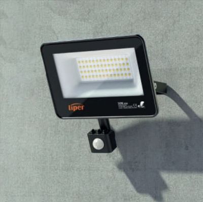 Liper Germany 50W LED Outdoor Security Floodlight with Motion Sensor LPFL-50BS01-G-DL