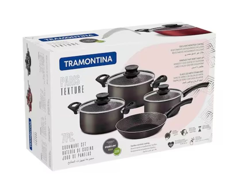 Tramontina Paris Texture Black 7-Piece Cookware Set - Non-Stick Pots and Pans 20599/685