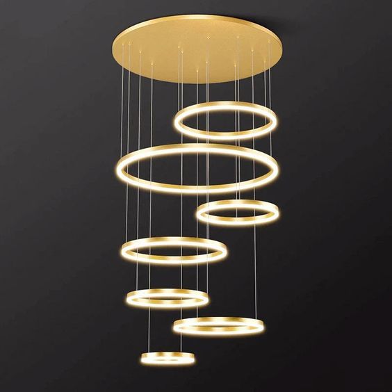 Illumat Chandelier LED Ring Pendant 140W WW D4002 + 6002 800 + 500 + 1000MM Metal ~ Gold - ILM1209LF