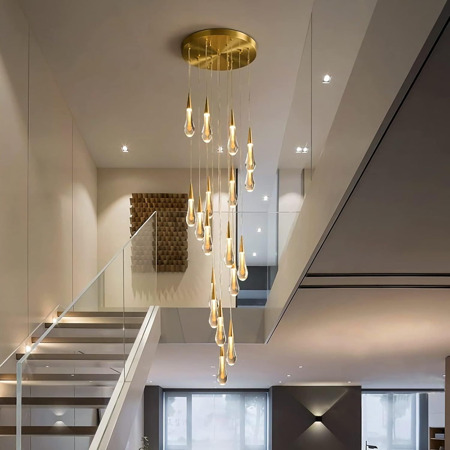 Illumat Chandelier Cluster Pendant 20 x G9 H1500MM Glass ~ Gold - ILM1220LF