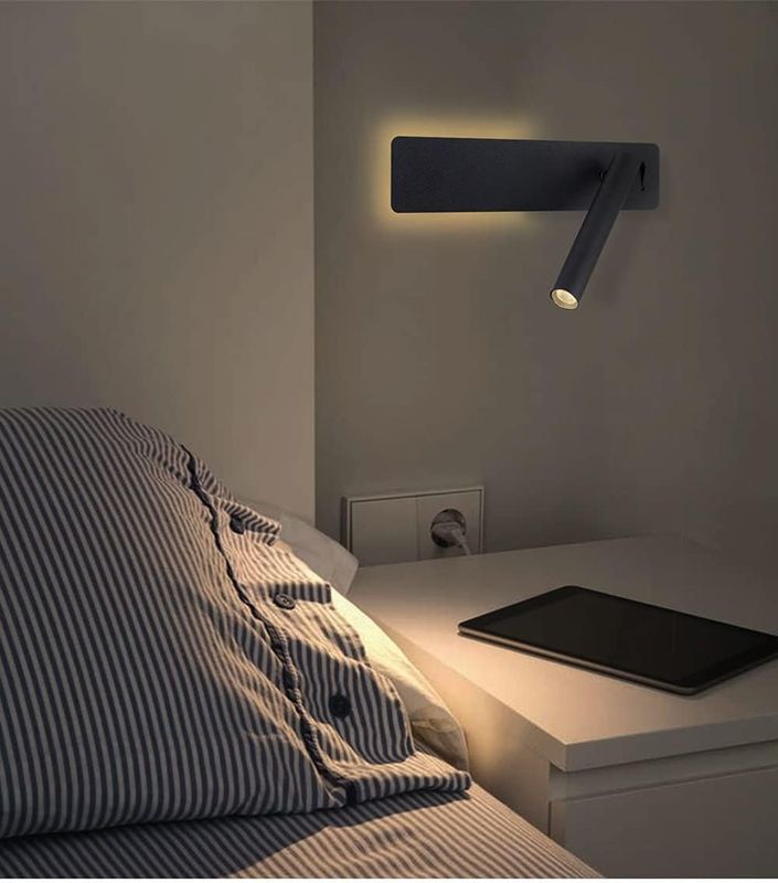 Illumat Swivel LED Reading Wall Sconce Lightt 12W + 3W WW Metal ~ Black - ILM1156LF