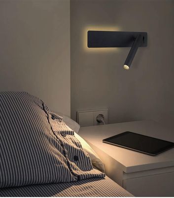 Illumat Swivel LED Reading Wall Sconce Lightt 12W + 3W WW Metal ~ Black - ILM1156LF