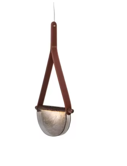 Illumat LED Single Pendant 12W WW D300MM Glass Leather ~ Smokey - ILM1211LF