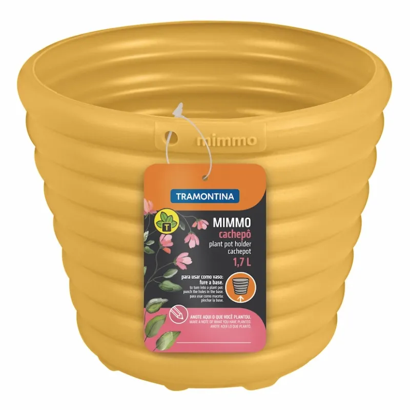 Tramontina Mimmo 1.7L Plastic Plant Pot Holder  Yellow