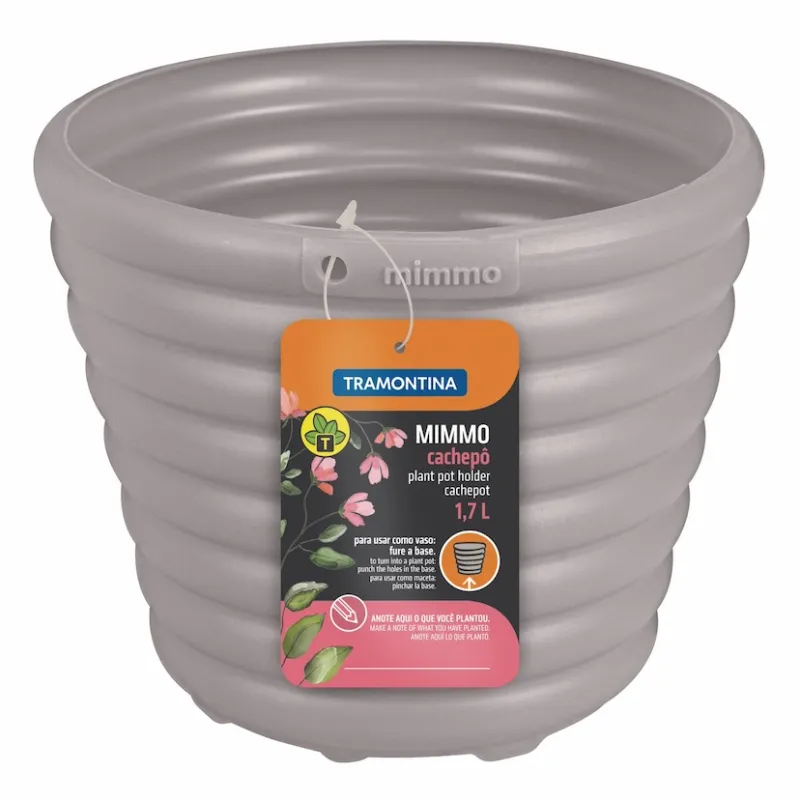 Tramontina Mimmo 1.7L Plastic Plant Pot Holder Grey