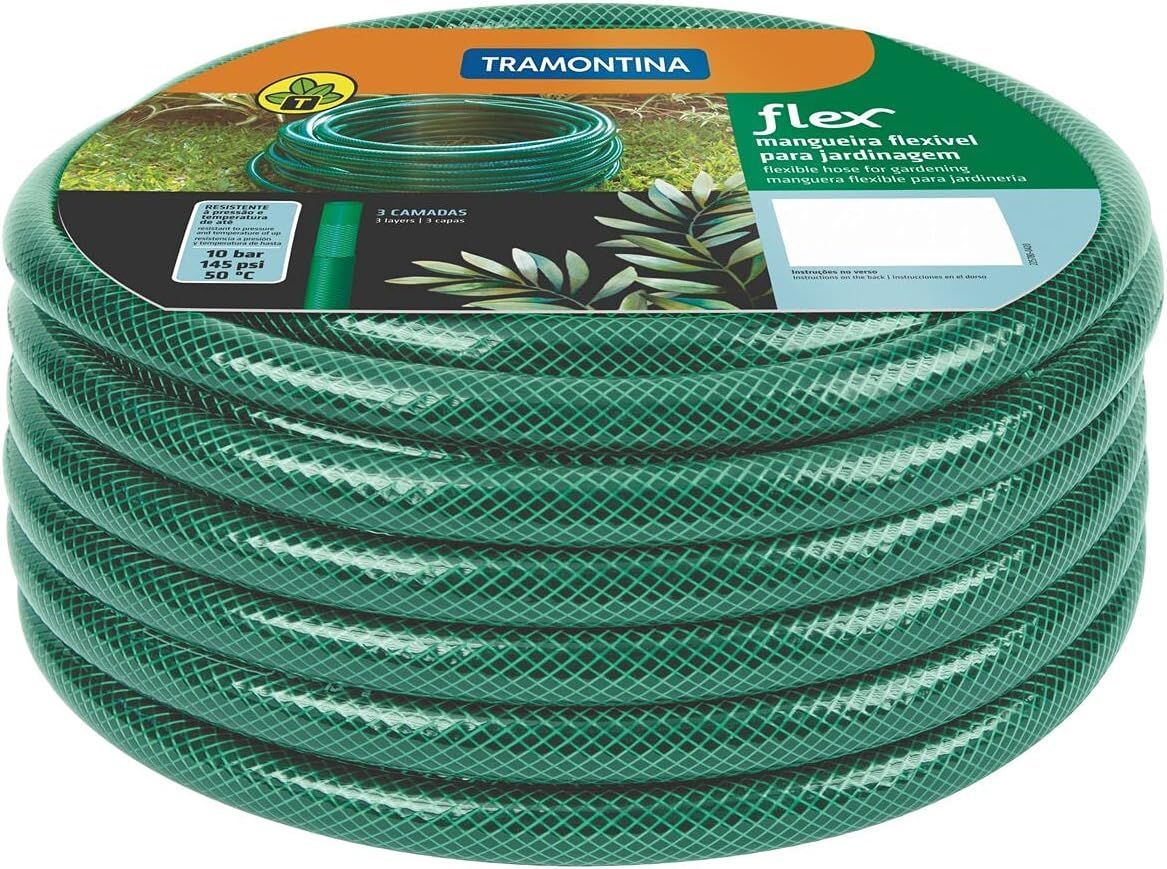 Tramontina Flex 15m Green Garden Hose 79172/150 with Free connector &amp; Sprayer
