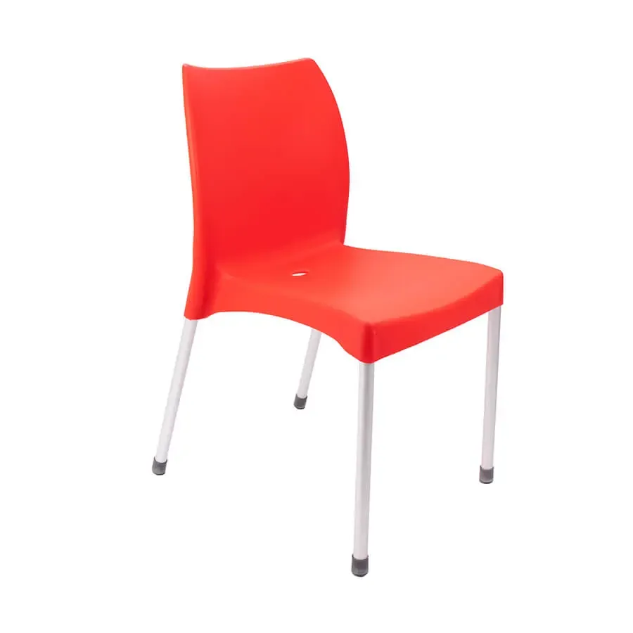 Kenpoly Chair 2027 Plastic Chair w/ with metal legs RED