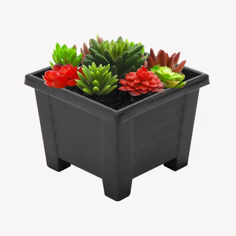 Kenpoly Square Planter 3 H135 x W157 x L157 mm 1.95LTRS. Black