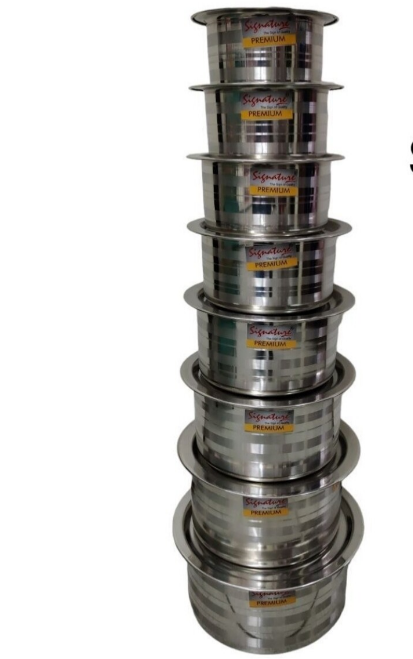 Signature 8pcs Sufurias with lids. Stainless Steel Cooking Pots