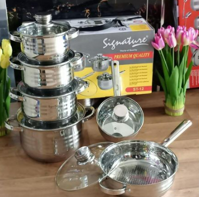 Signature Stainless Steel Cookware 12pcs Cooking Pots #ST-12
