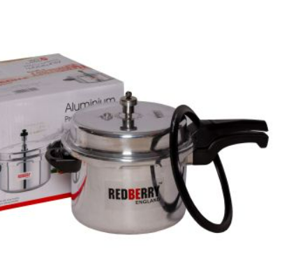 Redberry aluminium pressure cooker 7.5L. Comes with extra glass lid so can be used as sufuria