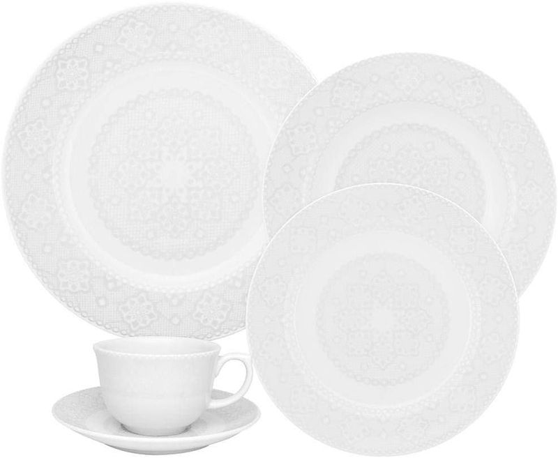 Oxford Flamingo Dress 30 Piece Porcelain Dinnerware Set, White