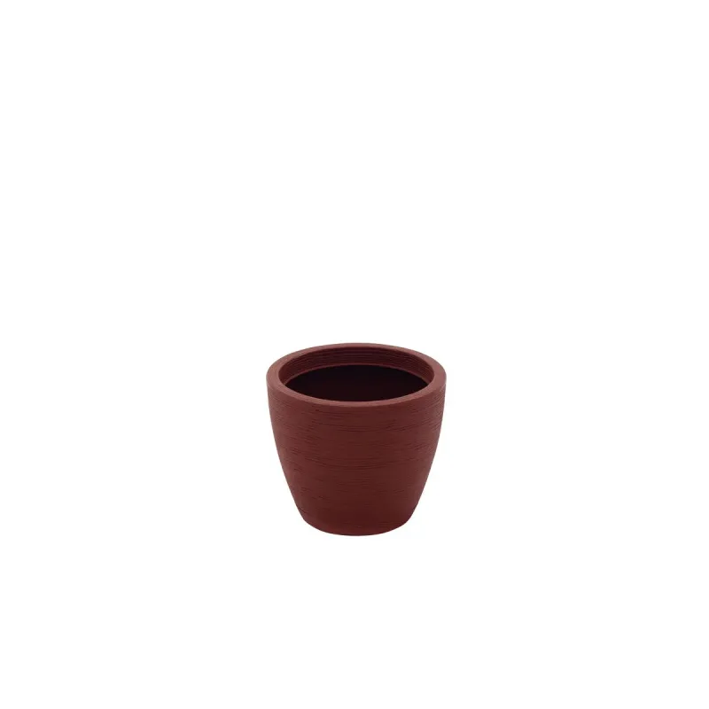 Tramontina Asteca planter Flower Vase in concrete-colored with Dish 32cm Colour Brown