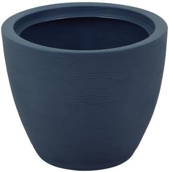 Tramontina Asteca planter Flower Vase in concrete-colored with Dish 24cm Colour Blue