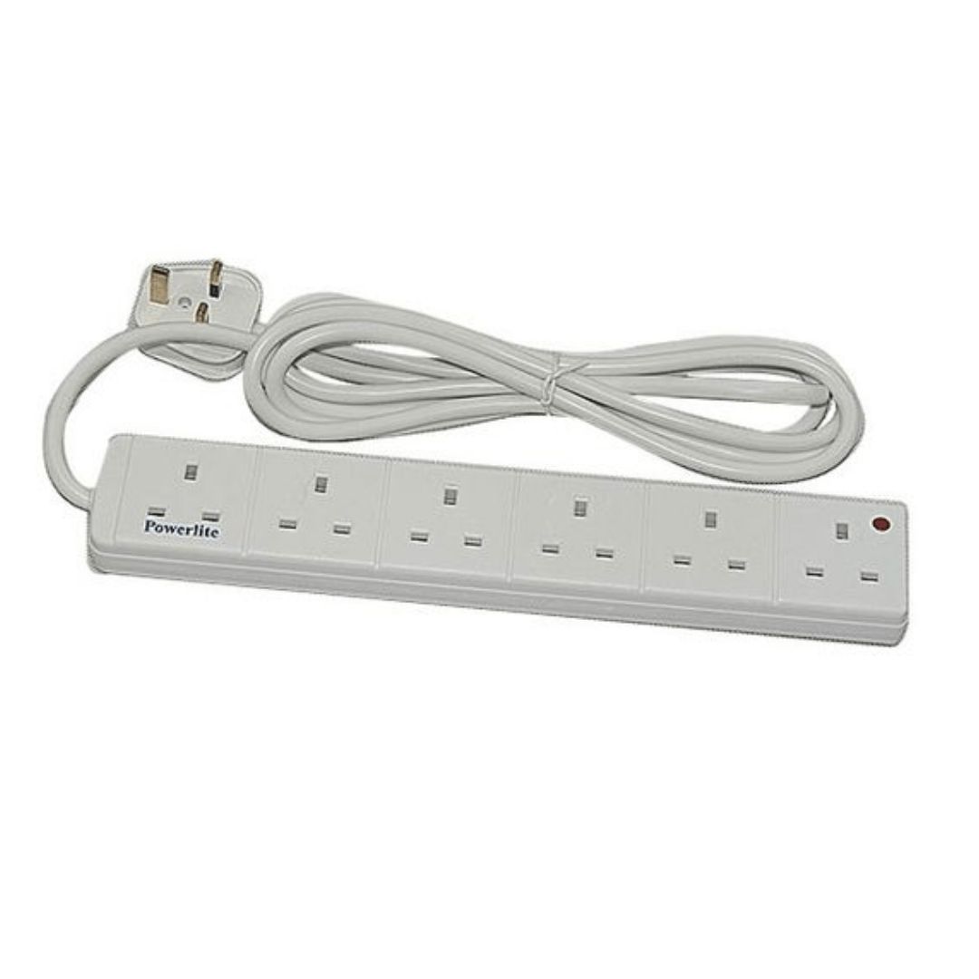 Powerlite 6 way Unswitched Extension Socket + Neon