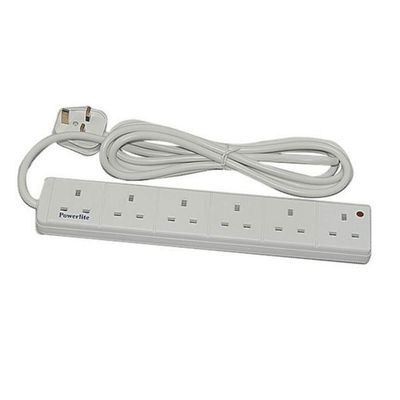 Powerlite 6 way Unswitched Extension Socket + Neon