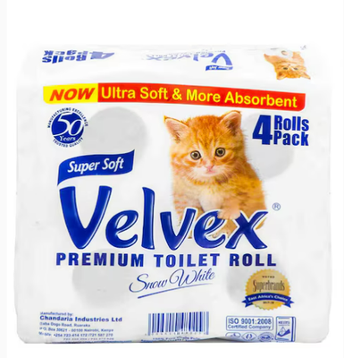 Velvex White Toilet Rolls x 4