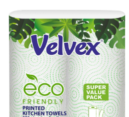 Velvex Eco Friendly Premium Kitchen Towel 2 Rolls White