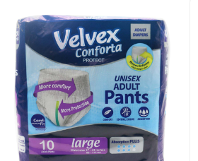 Velvex Conforta Protect Adult Diaper Large 10 Count (70cmx110cm)